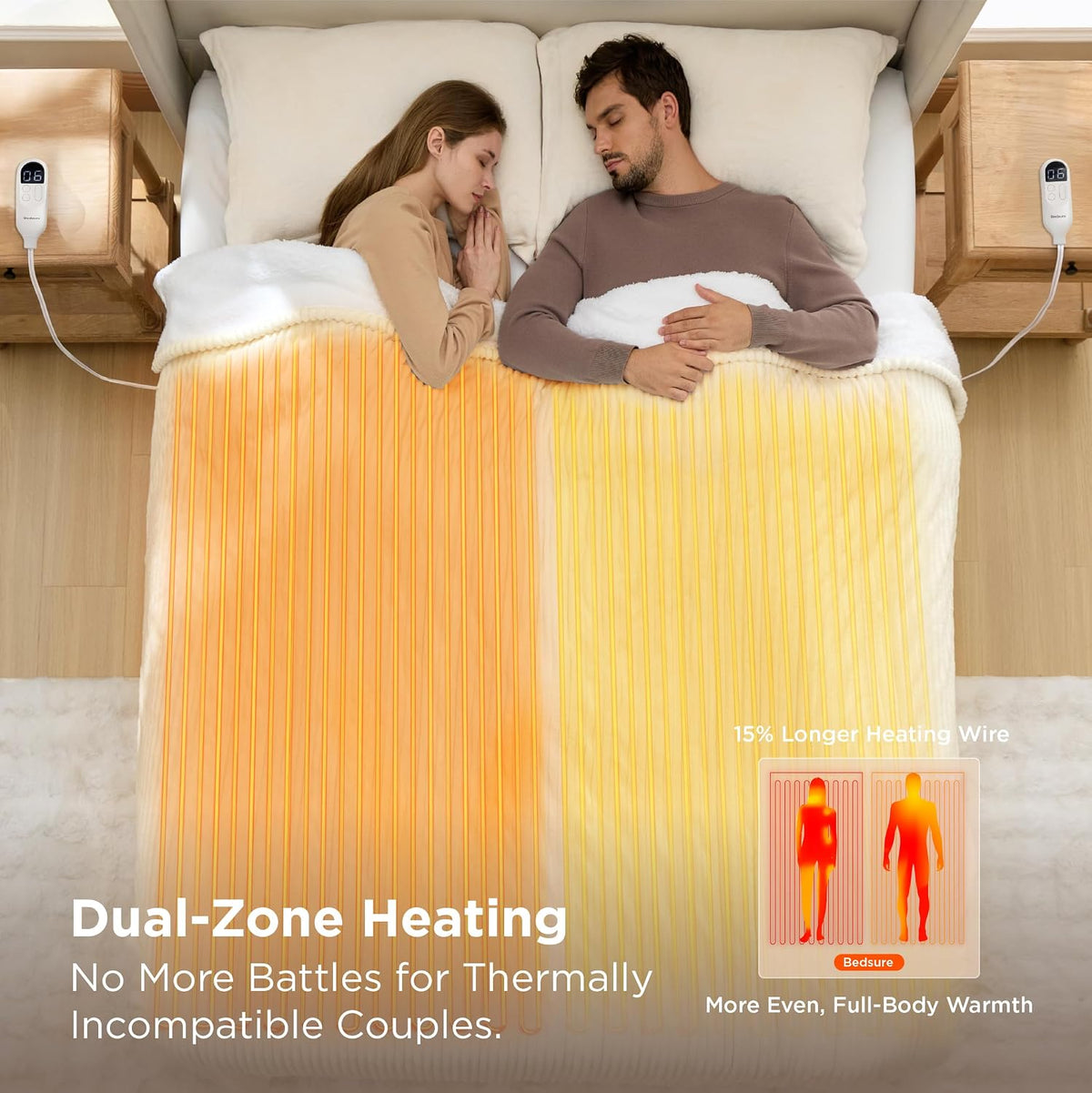 Bedsure GentleSoft Heated Blanket Throw - Soft Ribbed Flannel Electric Blanket, Gifts for Grandma (50x60 inches, Grey)