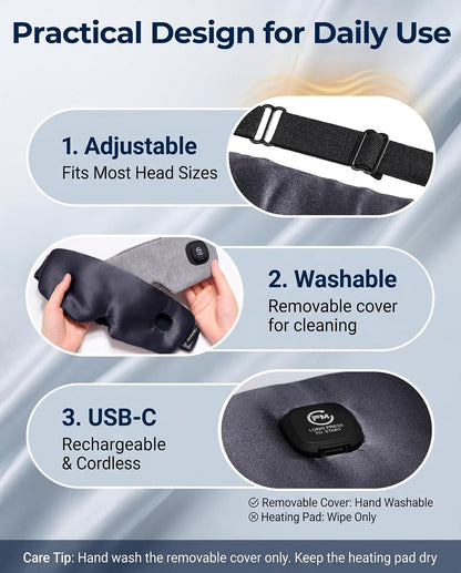 Heated Eye Mask for Dry Eyes Silk Cordless Warm Eye Compress Daily Eye Care