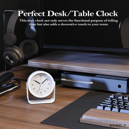 AYRELY® 3.5" Small Analog Travel Alarm Clock, Battery Operated Desk Clock | Cute Table Clock with Light, Adjustable Angle, Bedside, Bedrooms, Kids' Rooms and Living Room Decor (Orange)