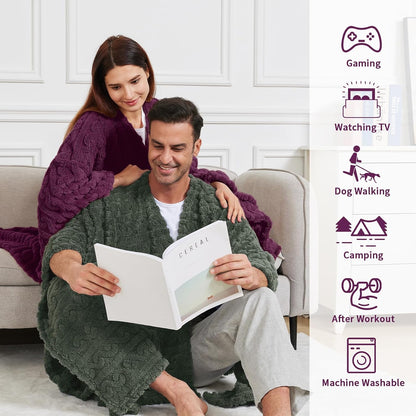 Wearable Blanket Sherpa Fleece Shawl Blanket with Pockets Blanket Poncho Cape for Adults, Cozy Shawl TV Throw Blankets