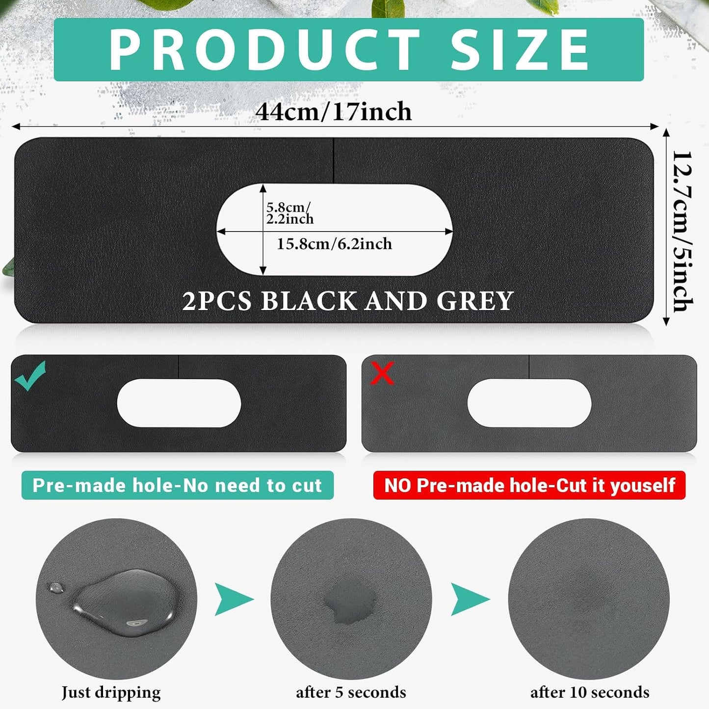 Tioncy 2 Pcs Faucet Mat Sink Splash Guard Oval-hole Oval Splash Pad for Kitchen Sink Oval Base Diatomite Faucet Mat for Bathroom Absorbent Mat Splatter Screens(Dark Gray)