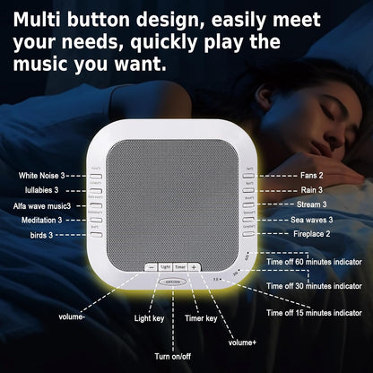 Noise Sound Machine with 28 Soothing Sounds Night Light White Noise Machine for Adults Baby Kids Sleep Machines Multi Button Quick Control Levels 3 Timers for Home Office Travel