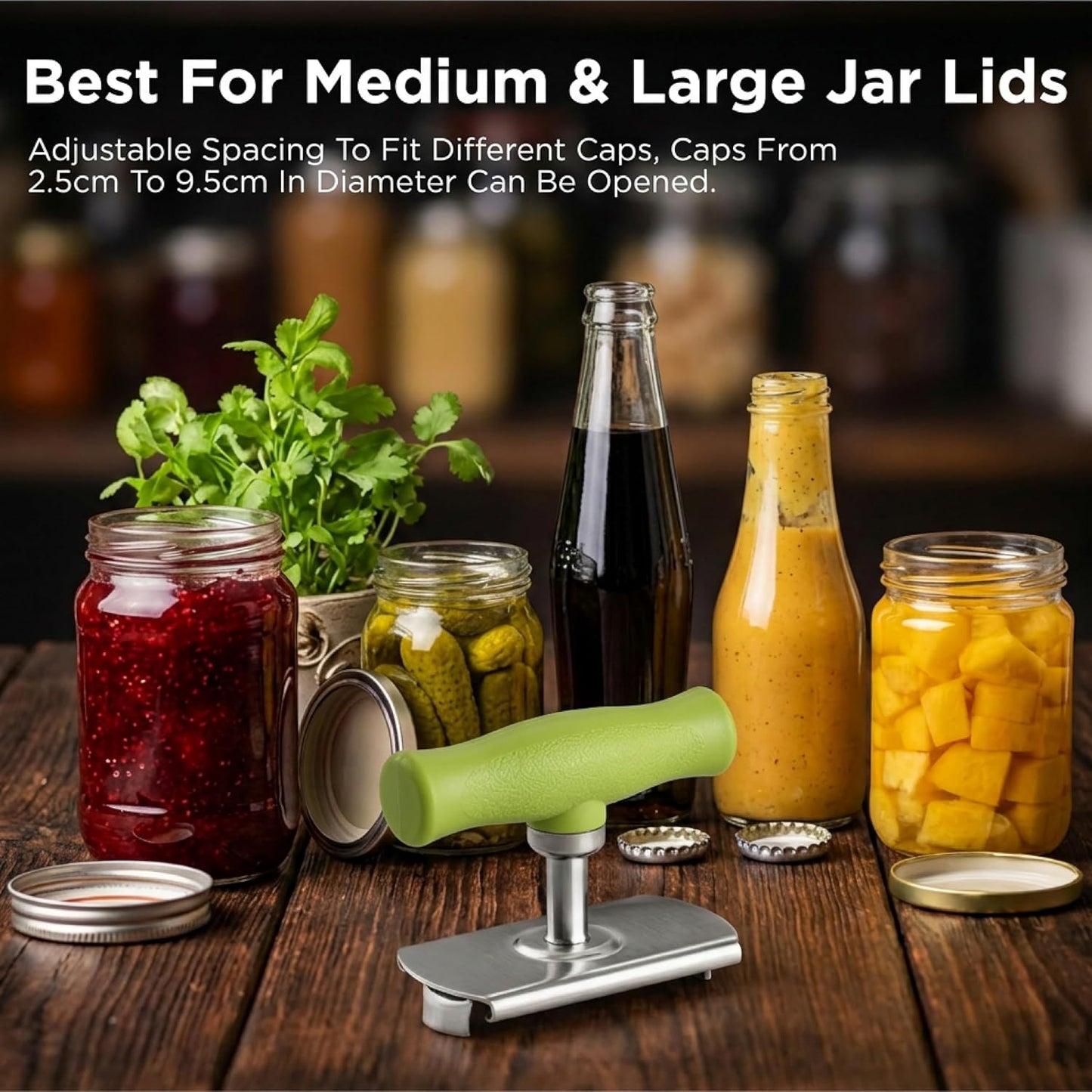2Pcs Multi-Purpose Jar Opener, Non-Slip Bottle Opener for Weak Hands Seniors, 5-in-1 Can Opener for Pull-Tab Cans, Beer Bottles, Twist Off Caps & Jars