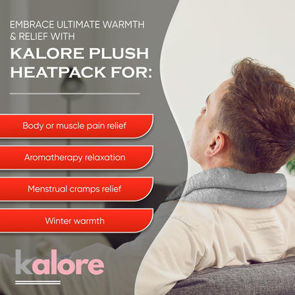 Microwavable Heating Pads for Winter Warmth, Back, Stomach & Head Comfort – Kalore Soft Cotton Tartan Neck Wrap – Even Heat Distribution Hot Compress Bag – Wheat Heat Pad XL – Unscented – Gray