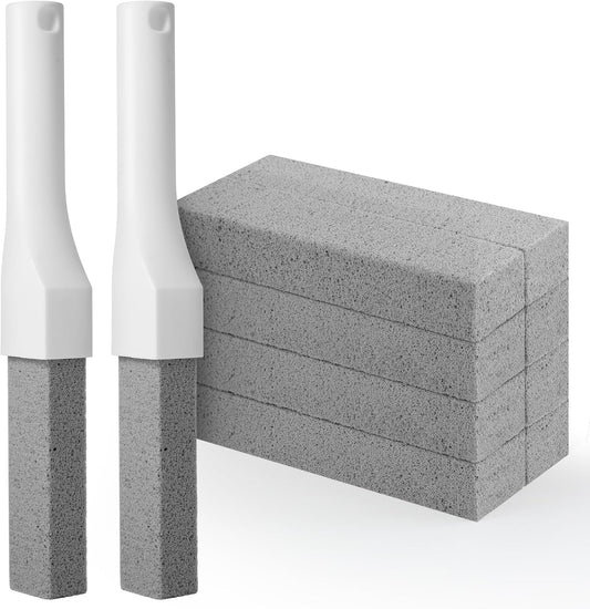 8 Pack Pumice Stone with Long Handle, Pumice Stone Toilet Bowl Cleaner | Replaceable Scouring Stick Removes Limescale, Rust, Hard Water Stains for Toilets, Tubs, Pools, Grills, Ergonomic Handle.
