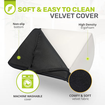 ErgoFoam Foot Rest for Under Desk at Work Adjustable - Chiropractor-Endorsed, High-Density Foam, Velvet (Black)