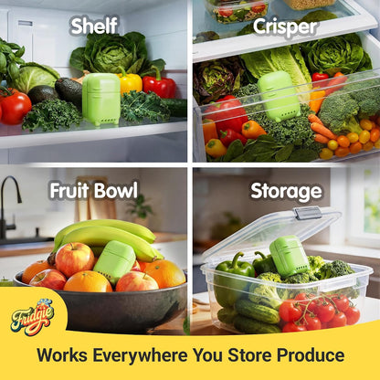 Fridgie Produce Saver, Ethylene Gas Absorber, Fridge Lettuce Keeper - Blue | 4 refill packets, lasts up to 1 year, slows ripening, reduces food waste, crisper drawer, protects berries, herbs, greens
