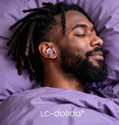 LC-dolida Aura Pro Sleep Earplugs, 38dB Higher Noise Reduction - Ultra-Soft Silicone for Snoring & Noise Blocking, Skin-Safe Custom Fit, Sleek & Reusable for Travel, Office(Purple)