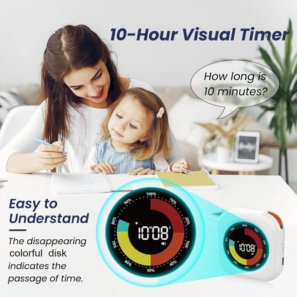 PERSUPER Visual Timer for Kids, Rechargeable 10-Hour Countdown/Up Timer | with 3 Volume Levels, 3 Brightness Display, and Magnetic, Homeschool Study Tool, Large Digital Timers for Classroom, Kitchen