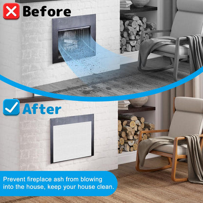 Air Jade Fireplace Cover, Insulation Fireplace Draft Stopper | Keep Drafts Out & Stop Heat Loss, Include Hoop & Loop Fasteners, Fits up to 55 x 39 inches, Easy Cut to Fit