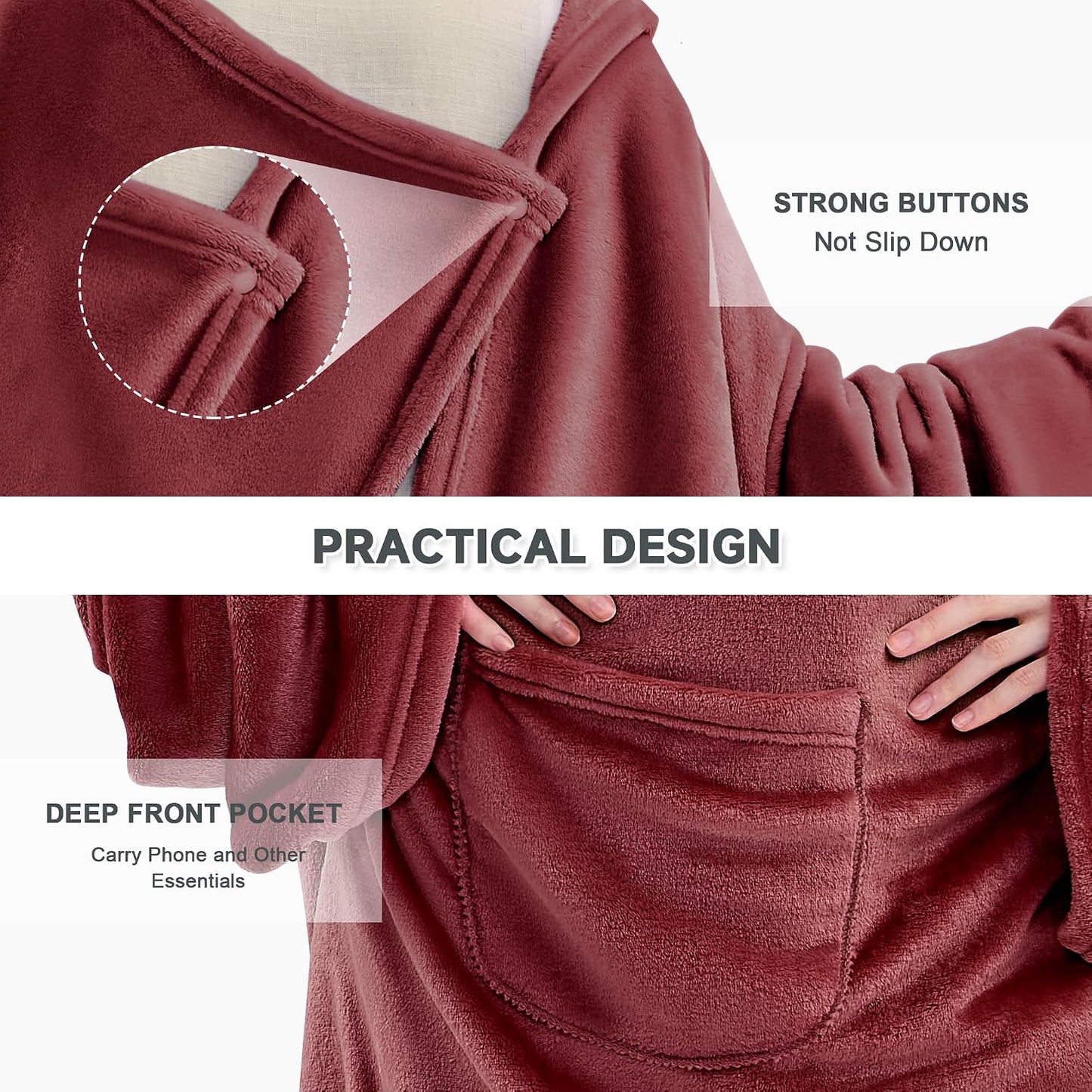 IFNOW Fleece Wearable Blanket with Sleeves, Oversized Snuggle Robe