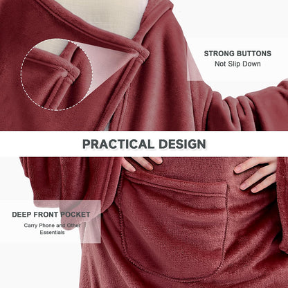 IFNOW Fleece Wearable Blanket with Sleeves, Oversized Snuggle Robe
