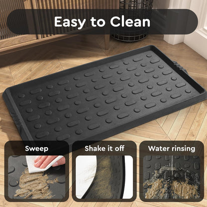 tchdio Durable Rubber Boot Tray and Shoe Mat for Entryway - Heavy Duty Waterproof Shoe Tray Organizer, Non Slip Boot Trays for Front Door, Entryway Muddy Shoes Storage, 16x27.5 Inches