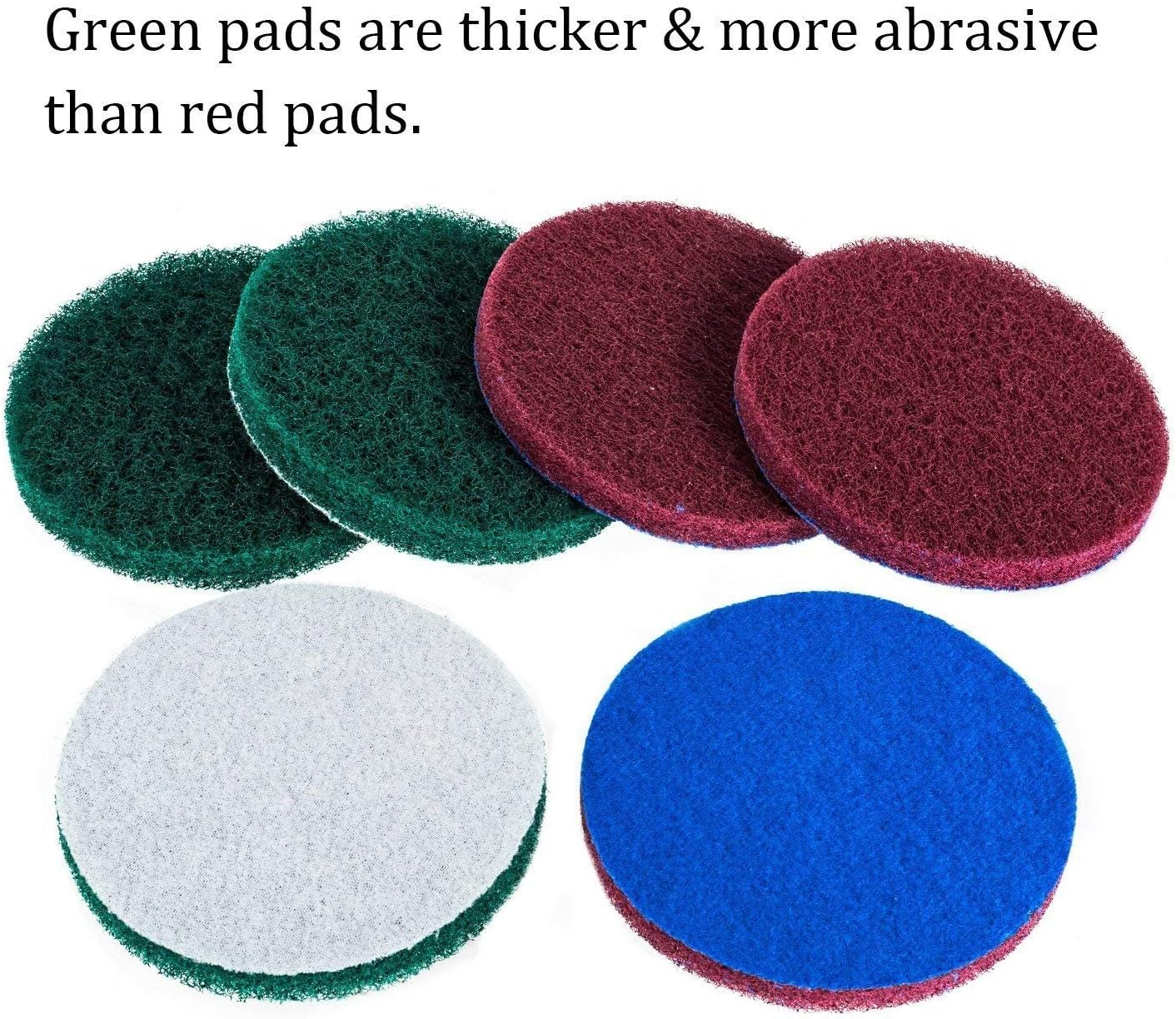 DUOSHIDA 4 Inch Drill Powered Brush Tile Scrubber Scouring Pads Cleaning Kit, 2 Different Stiffness, 4-Inch Disc Pad Holder with 6 Scrubbing Pads, Cleans Large Flat Areas Perfectly (4-inch)