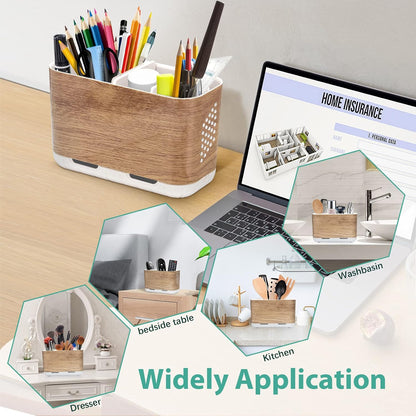Boperzi Toothbrush and Toothpaste Holder Drainage for Bathroom Countertop with Adjustable Dividers, Large Toothpaste Caddy Organizer Storage Rustic Decor Set Anti-Slip for Shower,Family,Kids Gray