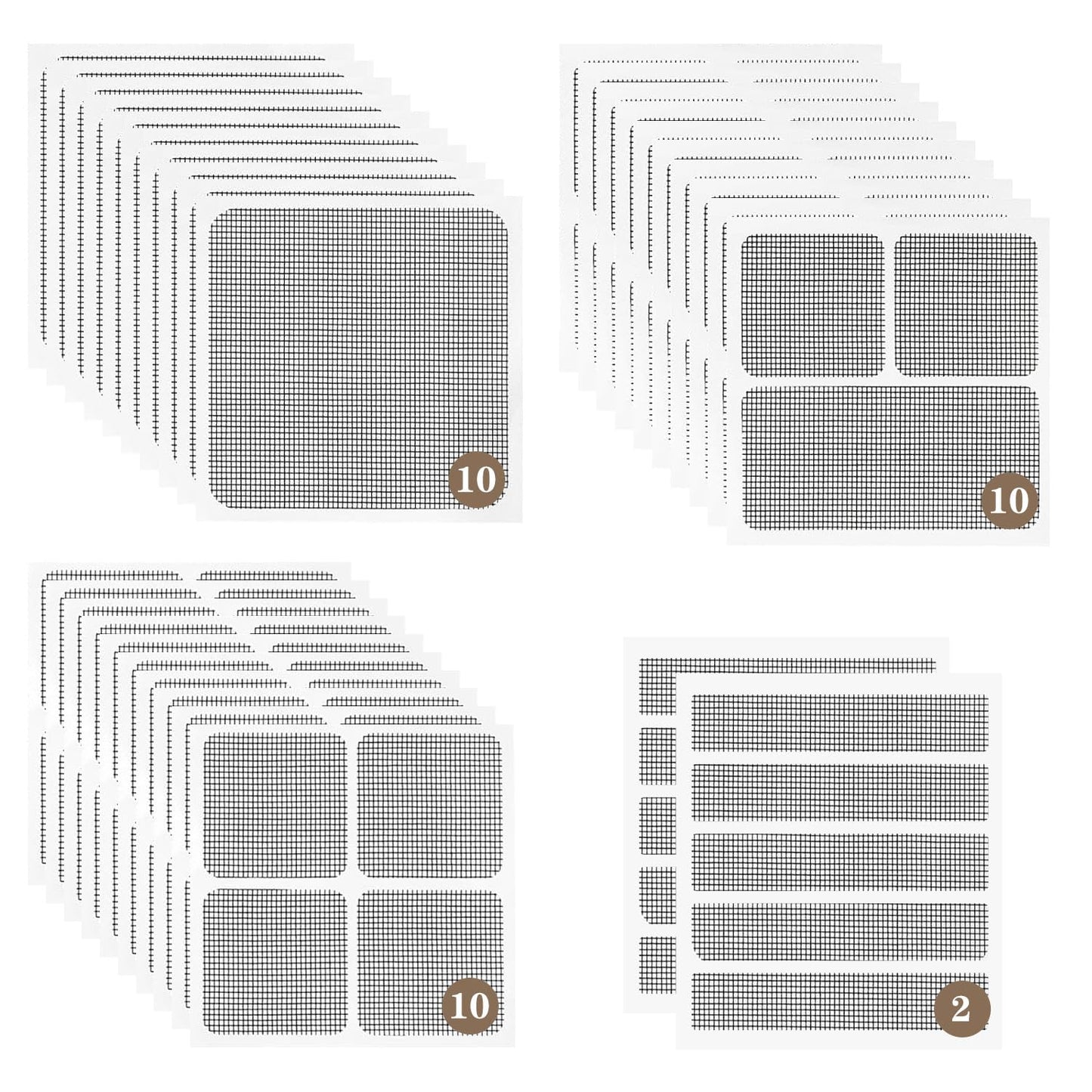 16 Sheets Window Screen Patches Repair Kit Black 4 Sizes Window Screen Repair Kit for Mesh Screen Door High-Strength Adhesive Fiberglass Quick Screen Repair Tape (Black 16Pcs)