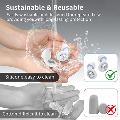 Ear Plugs for Sleeping Noise Cancelling Reusable Silicon Ear Plugs for Noise Reduction & Snoring, Concerts, Sider Sleepers Airplane Earplugs with 8 Ear Tips and Small Box Silicone Earplugs (Black)