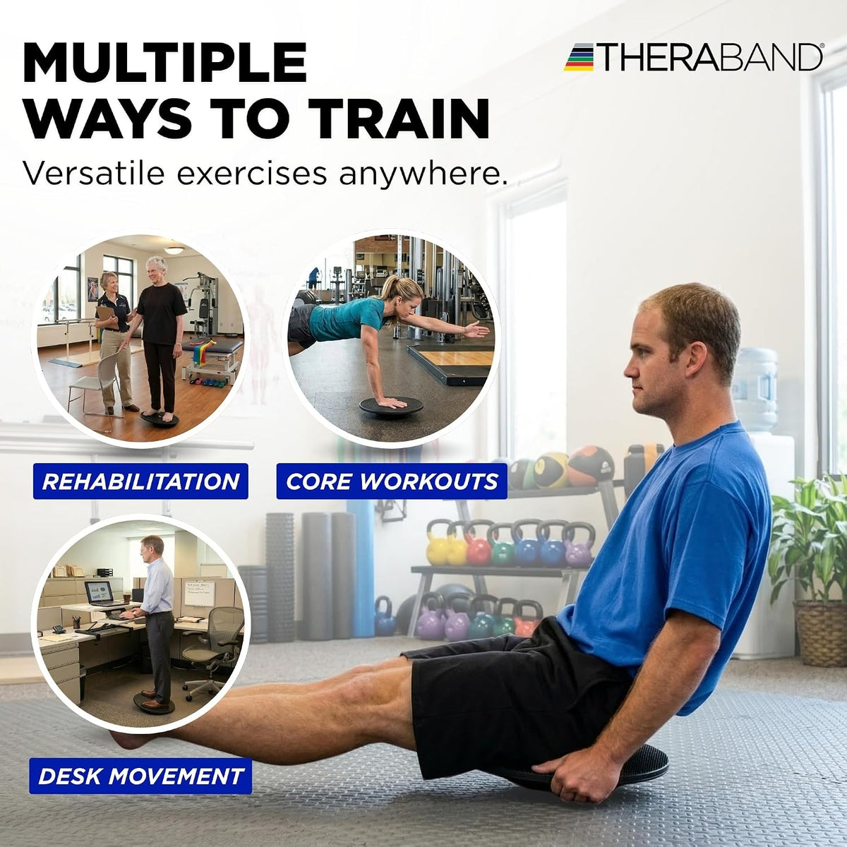 THERABAND Rocker Board, Wobble Balance Board, Core Strength Trainer, Black