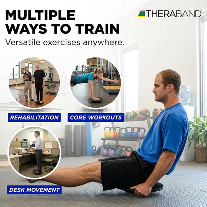 THERABAND Rocker Board, Wobble Balance Board, Core Strength Trainer, Black
