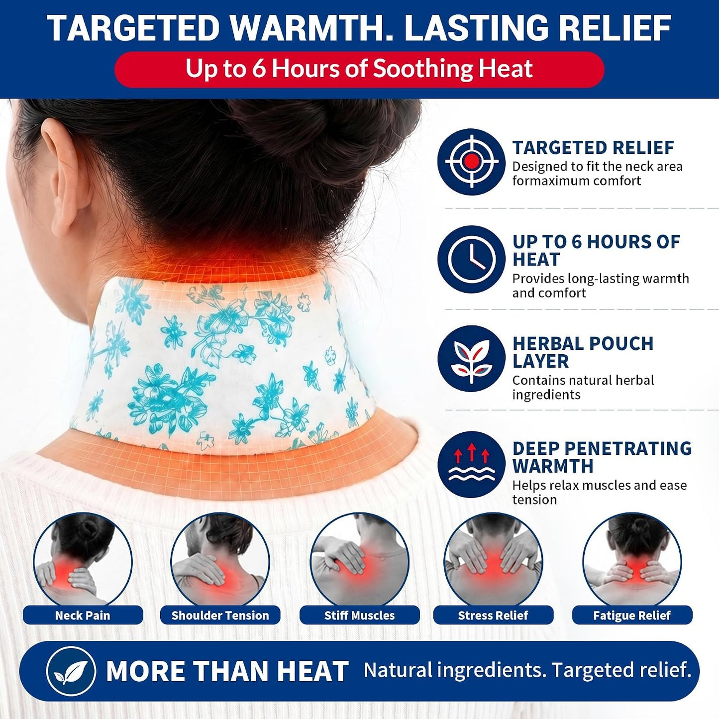 10 Count Neck Heat Wraps for Neck & Shoulder Pain Relief, Air-Activated. | Heat Pads with Herbal Layer, Long-Lasting, Fast-Acting, Muscle & Joint Soothing Patches, No Adhesive on Skin, Drug-Free