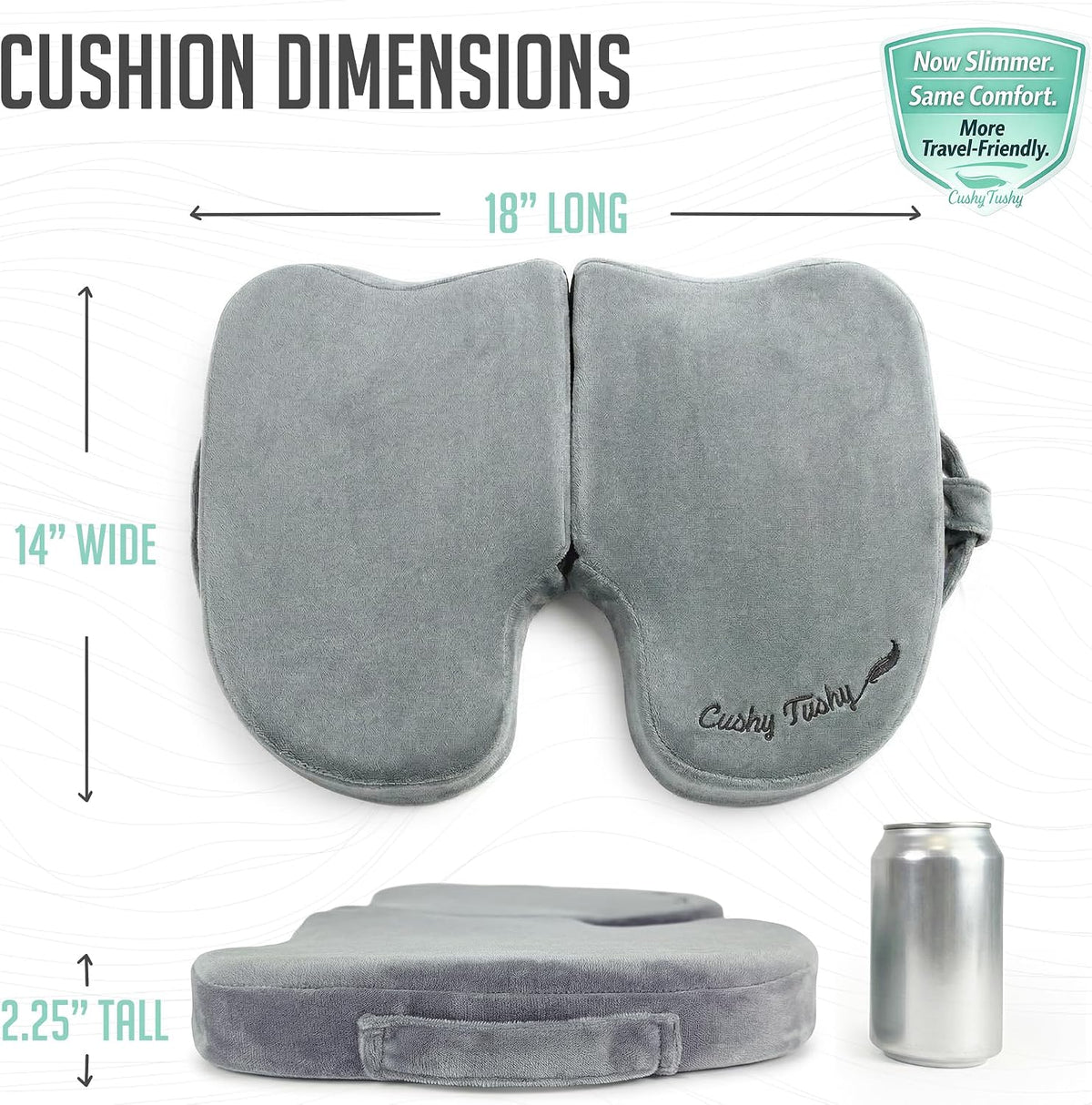 Cushy Tushy Premium Foldable Travel Seat Cushion - for Relief of Lower Back, Sciatic, Butt and Tailbone Pain - for Home & Office Use, Perfect for Travel or Driving - Coccyx Seat Cushion