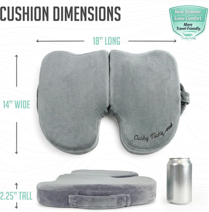 Cushy Tushy Premium Foldable Travel Seat Cushion - for Relief of Lower Back, Sciatic, Butt and Tailbone Pain - for Home & Office Use, Perfect for Travel or Driving - Coccyx Seat Cushion