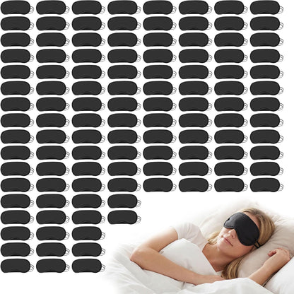 Bulk Sleep Masks, Black Eye Masks in Bulk, Featuring Elastic Straps and A Nose Bridge Design, Individually Packaged, Ideal for Travel Sleep and Quick Naps (12-Pack)