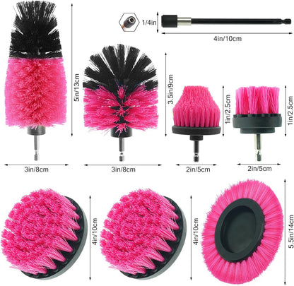 8 Pcs Drill Brush Attachment Set - Power Scrub Brush Kit | Brush Drill with Extend Long Attachmen - All Purpose Household Cleaning Brushes for Car, Grout, Floor, Tub, Bathroom