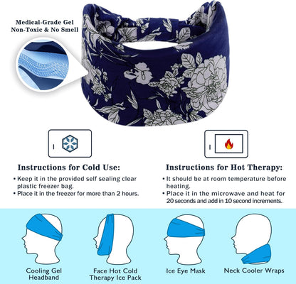 Crimmy Migraine Relief Cap, Headache Ice Pack Headband, Cold Face Eye Mask