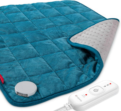 Comfytemp Weighted Heating Pad for Back & Period, FSA Eligible Electric Heat Pad, Birthday Gift for Women Men Mom Dad & Father Day Gifts, 2.2 lb HSA Neck Shoulder Heated Pad, 2H Auto-Off, 12x24, Blue