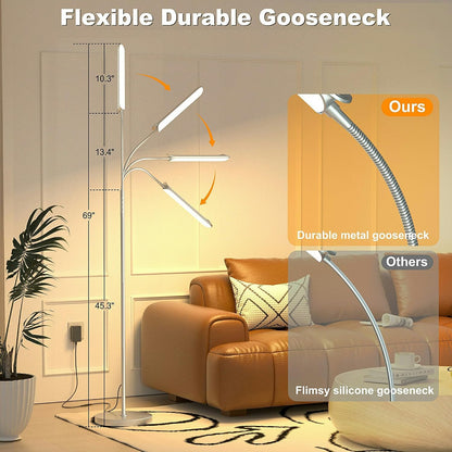 Yikuneng Dimmable LED Floor Lamp, Super Bright Reading Lamps Floor Standing lamp with Remote & Touch Control, Stepless Dimming & 2700K-6500K Color Temperature, for Living Room Bedroom Office, Black