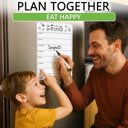 Dry Erase Magnetic Meal Planner for Refrigerator A4 (8.5x12 inch) - Magnet Weekly Menu Board for Fridge - Magnetic Menu White Board - Fridge Meal Planner Magnet - Dinner Meal Planner Dry Erase Board