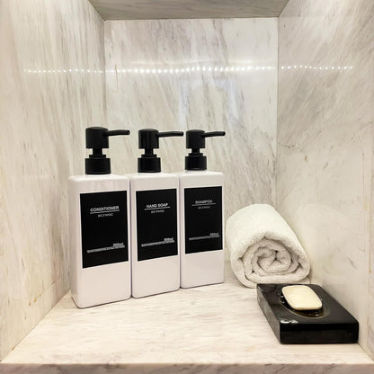 Shampoo Dispenser for Shower Wall, Shampoo and Conditioner Dispenser with 16 Waterproof Labels, No Drill Shower Soap Dispenser Bathroom, Shower Soap Dispenser Wall Mounted 3 Chamber, 17oz,Black | Shampoo Dispenser for Shower Wall, Shower Soap Dispenser