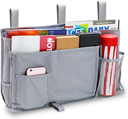 Large Pocket Bedside, Hanging Storage Organizer for Books,Phones,Tablets,Accessory and TV Remote - Best for Headboards, Bed Rails, Dorm Rooms, Bunk Beds, Apartments, Bathrooms &Travel (Light blue)