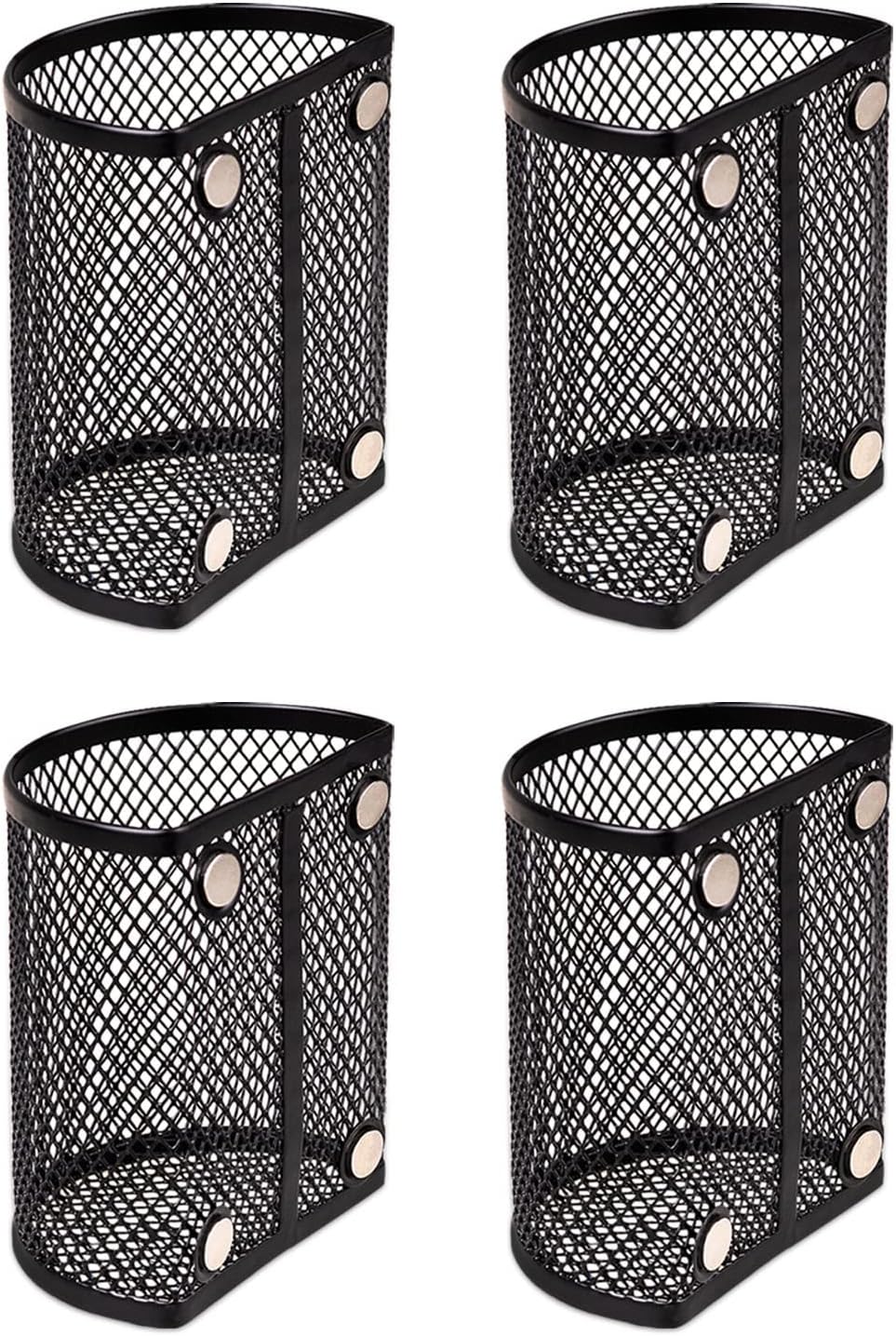 QYH Magnetic Pen Holder 4 Pack Pencil Locker Organizer Accessories for School and Office, Black