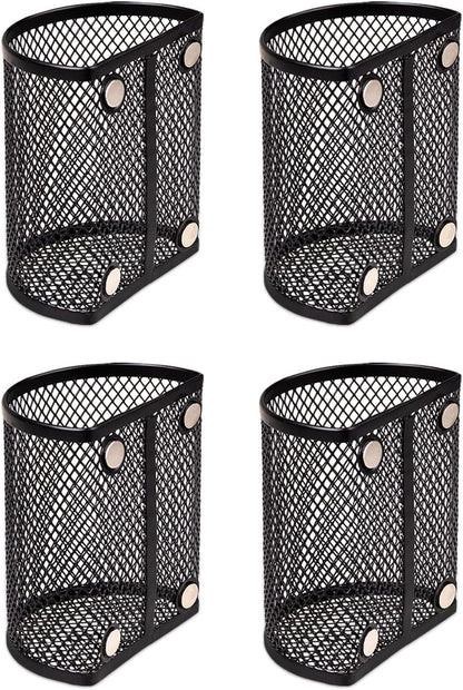 QYH Magnetic Pen Holder 4 Pack Pencil Locker Organizer Accessories for School and Office, Black