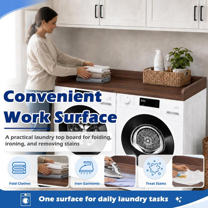 ROYXEN Washer Dryer Countertop, Laundry Countertop Solid Wood, Countertop for All Front-Loaded Washing Machine and Dryer, Extra Room for Laundry Room, Oak