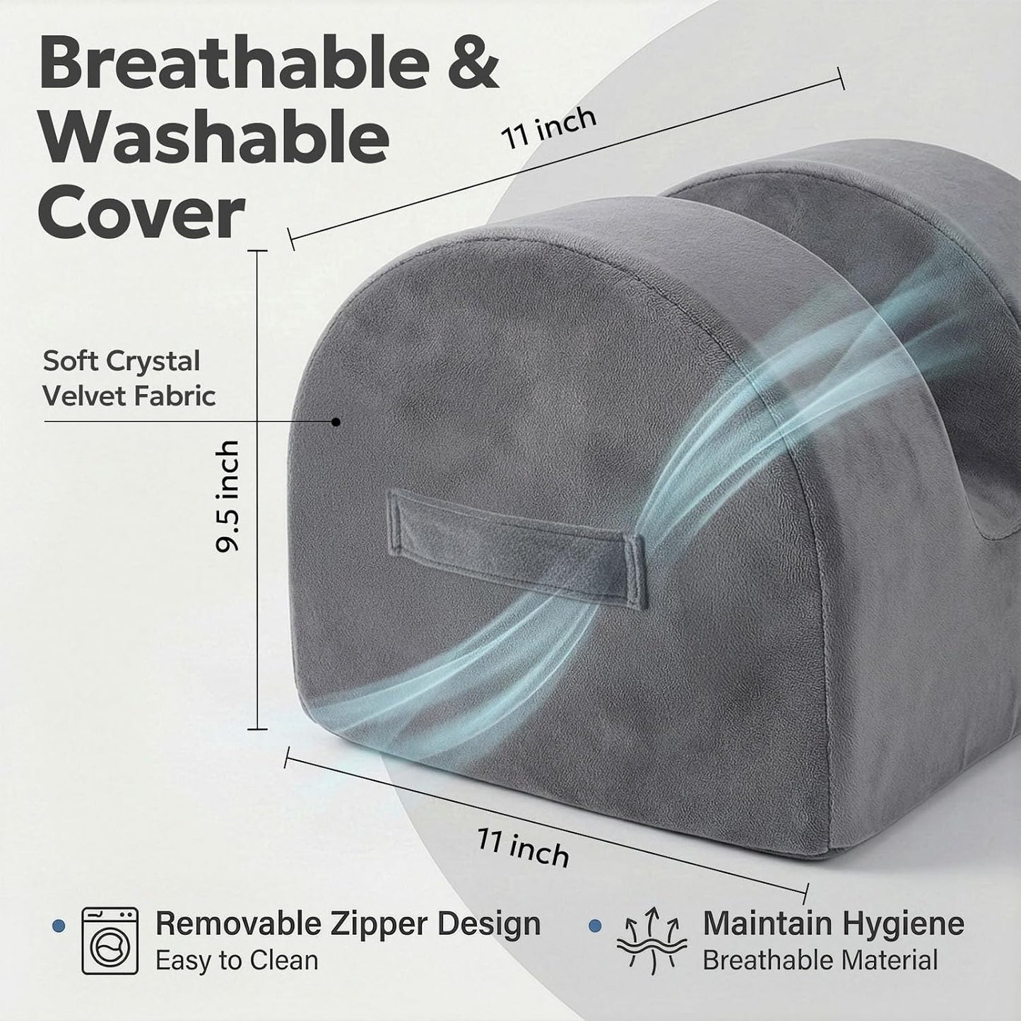 Leg Elevation Pillow for Knee Replacement Surgery Recovery with Handle | Firm Support Foam, Portable Wedge, Removable Cover, Lightweight, Anti-Slip, Breathable, Machine Washable Cover