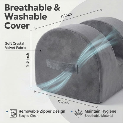 Leg Elevation Pillow for Knee Replacement Surgery Recovery with Handle | Firm Support Foam, Portable Wedge, Removable Cover, Lightweight, Anti-Slip, Breathable, Machine Washable Cover
