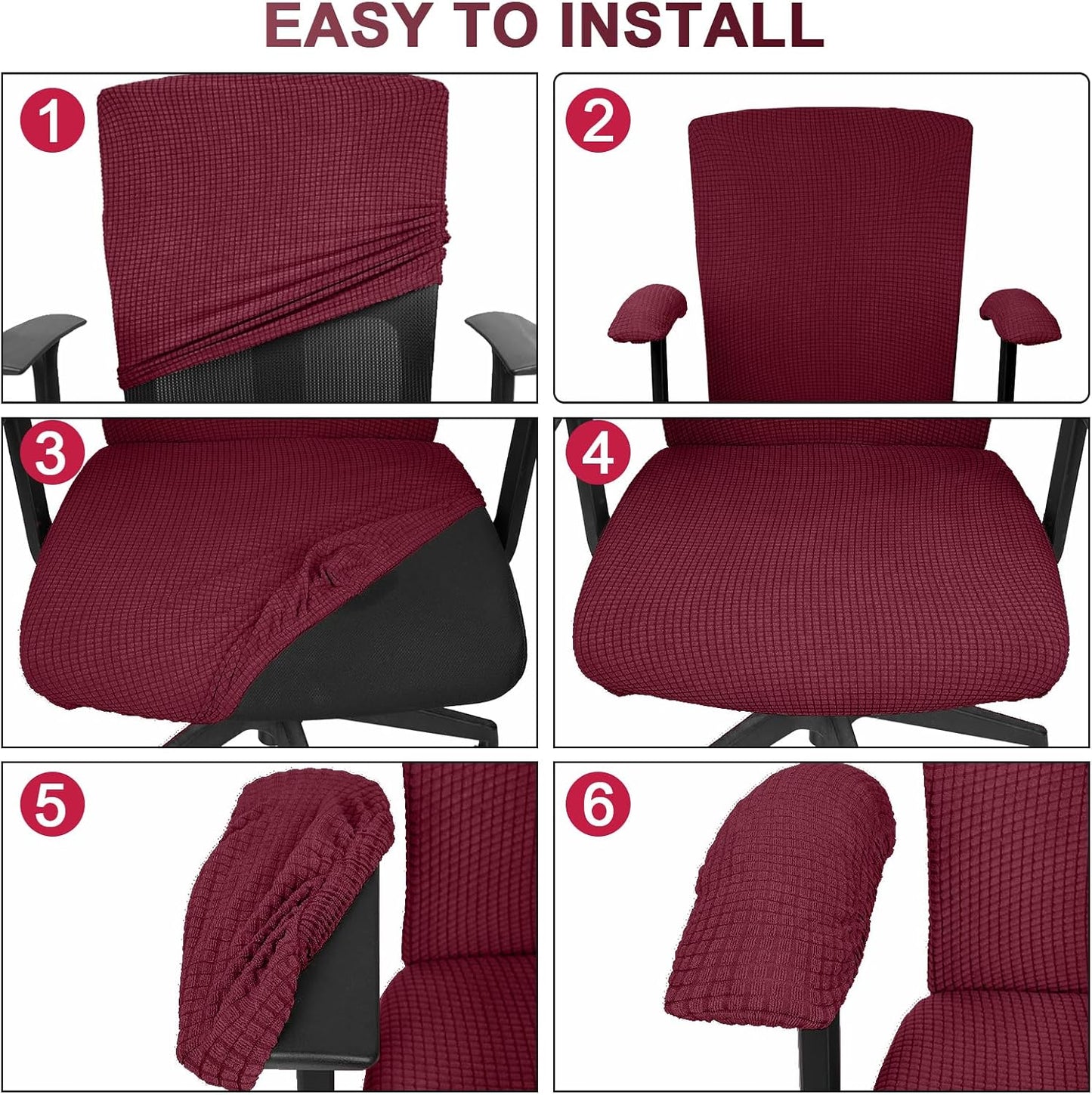 Tallew 4 Pcs Office Chair Covers Set Computer Universal Protective Stretchable Chair Seat Covers Desk Armrest Slipcovers Pads Office Cushion Backrest for Rotating (XL,Silver Gray)