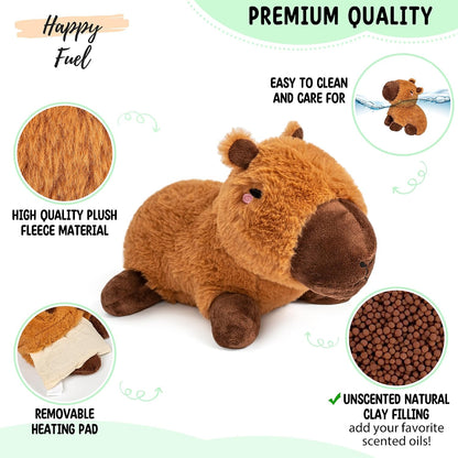 Bunny Microwavable & Weighted Stuffed Animals - 1.5 Lbs Unscented Heating Pad for Period Cramps Pain Relief and Anxiety, Cute Bunny Plush Toys Gifts for Women Girls Adults and Kids by Happy Fuel