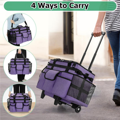 LoDrid Rolling Cleaning Caddy with Lid and Detachable Trolley, Black | Cleaning Supplies Organizer, Cleaning Caddy Cart on Wheels with Handle and Shoulder Strap for Housekeepers