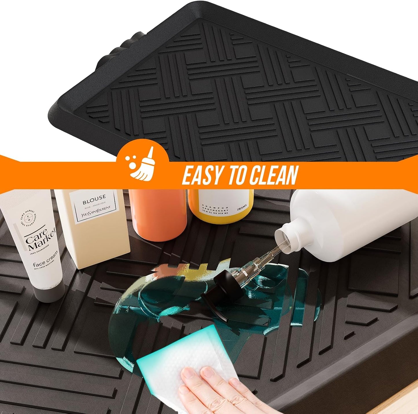 Rubber Boot Tray, Shoe Trays for Entryway, Versatile Boot Mat Tray with Raised Edge, 27.5"x16" Rubber Mat for Shoe Organizer Indoor/Outdoor Use