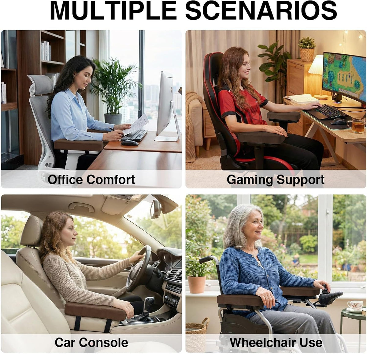 Smiry Memory Foam Office Chair Armrest Pads, Non-Slip Armrest Cushion
