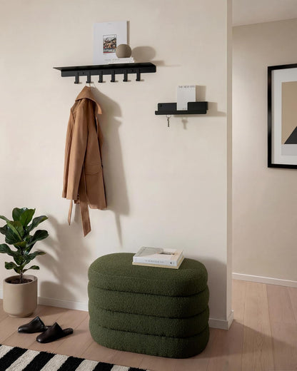 Kazai. Key Holder for Wall 'Holmsen' | Minimalist Key Hooks Design from Berlin | Modern Key Hanger with Metal Shelf | Key Hook Wall Mounted as Hallway Furniture | Sand Taupe