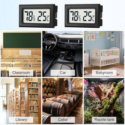 JEDEW 2 Pack Mini Digital Hygrometer Thermometer Gauge, Indoor Outdoor Temperature Humidity Meter for Humidifiers Greenhouse Reptile Plant Humidors, Large LCD Screen, Display in Fahrenheit (℉) (2)