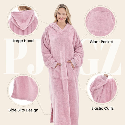 PJGGZ Wearable Blanket Hoodie for Women Men, Fleece Warm Comfy Hooded Sweatshirt with Pockets & Sleeves Cozy Gift for Adult