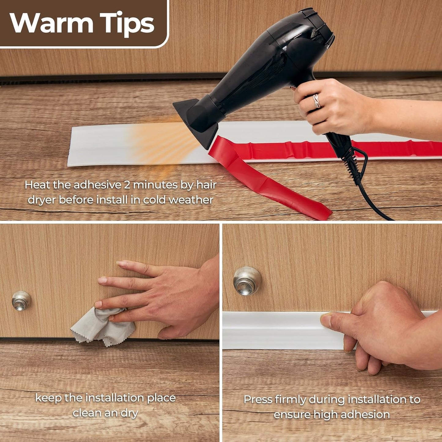 Ohuhu Door Draft Stopper, 1" Wide Adhesive Weather Stripping Seal, 39" | self-adhesive silicone, for interior exterior doors, 3-layer soundproof, save energy, blocks drafts, noise, light, dust, bugs