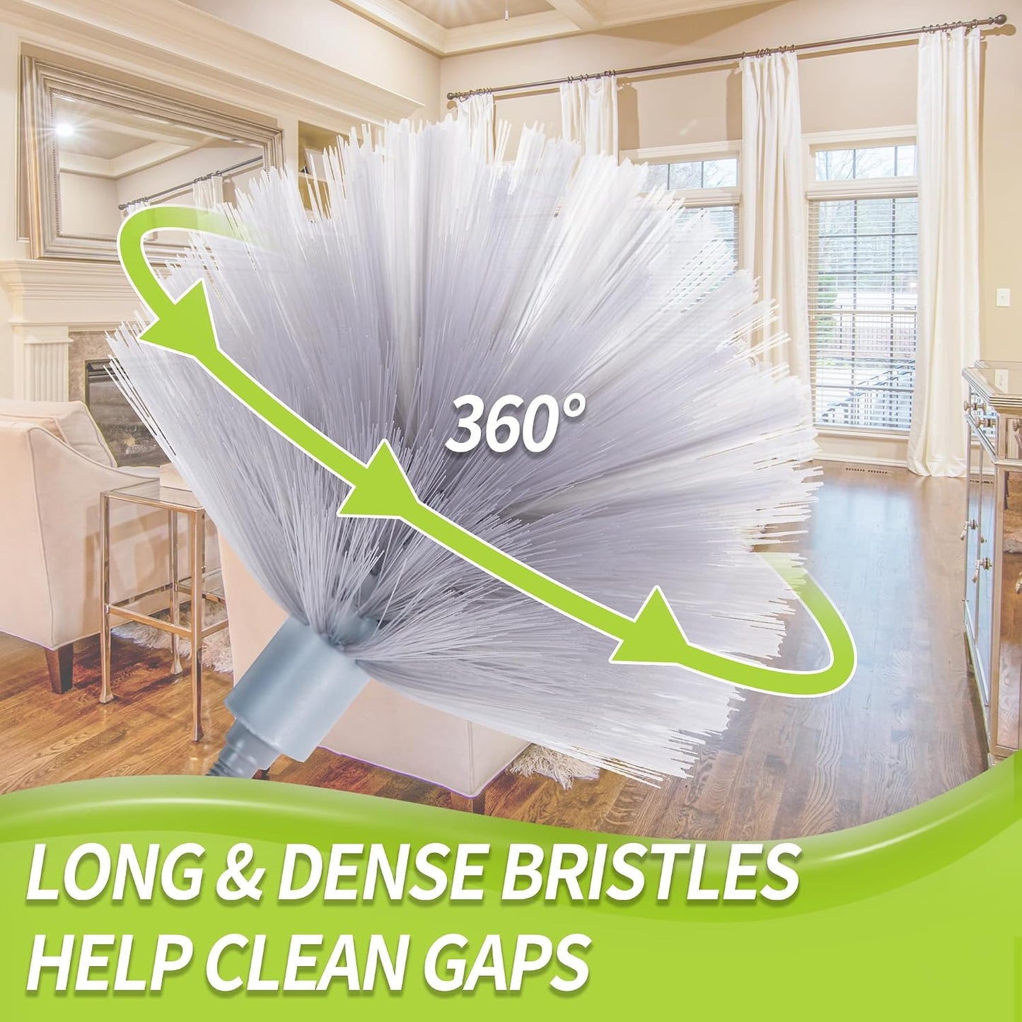 IVYROLL Skinny Duster with Extension Pole for Under Furniture | Under Appliance Cleaning Tool with 3 Microfiber Dusting Cloths, Retractable Flat Duster for Under Refrigerator, Gap