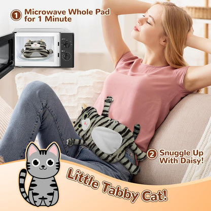 Microwave Heating Pad for Pain Relief, 17" x 9" Microwavable Heating Pads for Cramps, Back Pain, Neck Shoulder, Muscles, Knee, Joints, Natural Heat Pack Moist Heat, Black Cat